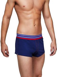 SEOBEAN Calzoncillos tipo bóxer de cintura a rayas para hombre - azul - Medium