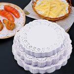 DXIA 300 Pieces White Round Lace Paper Doilies,Cake Packaging Paper Pad, Doilies Hollowed Doilies, Assorted Sizes 4.5 Inch, 6.5 Inch, 8.5 Inch,for Wedding Party Birthday Decoration