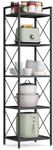 SONGMICS 5-Tier Metal Storage Rack, Shelving Unit with X Side Frames, Dense Mesh, 12.6 x 15.7 x 57.3 Inches, for Entryway, Kitchen, Living Room, Bathroom, Industrial Style, Ink Black UBSC145B01