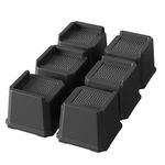 Lutown-Teen 6 Pack Bed Risers 3 Inch Heavy Duty Oversized Bed Furniture Elevators 1,500 lbs Lifts Up Riser for Sofa and Table, Black