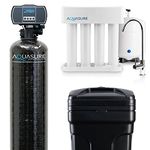 Aquasure 32,000 Grains Whole House Water Filter Bundle with Automatic Digital Metered Control Softener and 75 GPD RO Reverse Osmosis Drinking System | Removes Hardness | Ideal for 1-3 bathrooms