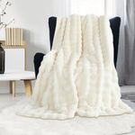 GKXLH Blanket Plush Fluffy Blanket - Super Soft Blankets Fuzzy Throw Blanket for Bed, Cozy Sofa Throw, Rabbit Faux Fur Blankets and Throws Warm Lightweight Throws for Bed Couch Sofa (100x160, White)