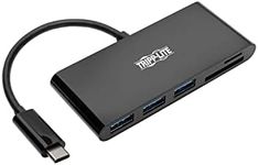 Tripp Lite USB C Hub Multiport Adapter Converter w/ 3x USB-A, Micro SD, SD/MMC Memory Card Reader Thunderbolt 3, Black (U460-003-3AMB)