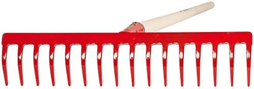 Rastrillo de jardín de 16 dientes, ancho de acero, 42 cm de ancho, 150 cm con mango de madera de álamo SHW-FIRE