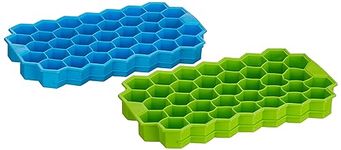 Amazon Brand - Solimo Silicone Ice Cube Trays | with 37 Cavities | Set of 2 | 18L x 10W x 4H Cm | Blue, Green