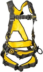 Guardian 21034 Cyclone Construction Harness with Waist Pad | Side D-Rings | Quick Connect Leg |OSHA & ANSI Compliant | Black/Yellow | M-L