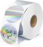 MUNBYN 2” Circle Holographic Thermal Label Stickers, Round Printable Rainbow Glitter Thermal Printer Sticker Labels for Christmas Gift Wrapping, Self-Adhesive Name Price Tag DIY Custom Logo Design