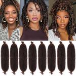 Xtrend 8 Packs Dark Brown Springy Afro Twist Crochet Hair 16 Inch Pre-Separated Spring Twist Hair Synthetic Marley Crochet Braiding For Distressed Soft Locs Hair Extension For Women T30#