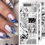 3 Pcs Nail Stamping Plates French Marble Striped Nail Art Stamping Template Marbling Stainless Steel Nail Design Stencil Tools