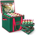 GRANNY SAYS Christmas Ornament Storage Box, Xmas Ornaments Organizer, Holiday Decoration Ornament Storage Container with 4 Removable Trays, Adjustable Dividers, Stores Up to 64-3" Ornaments, Green