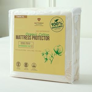 MATTSHIELD ORIGINAL Waterproof Organic Mattress Protector Twin XL - Organic Cotton Hypoallergenic Breathable Mattress Pad Cover - 200 GSM Comfort - Fitted Allergy Shield, Ivory, Orga001