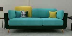 PREMIUM CART Velvet Contemperory Sofa Couch with Cushion Chaise Lounge Sectiona Sofa Perfect for Living Room & Bedroom Guests Home & Office (3 Seater Turquoise & Green)