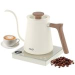 0.6L Gooseneck Electric Coffee Kettle with 40~100℃ Temperature Adjustable, 1000W Fast Boiling, 304 Stainless Steel Mini Brew Coffee Kettle, Tempered Glass Touch Control Panel, High Grade