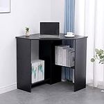 Home Source Computer Desk PC Laptop Table Home Office Study Gaming, Black, Corner