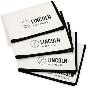 Lincoln Shoe Polish 4-Pack Shoe Shine Cloths – Heavyweight 14×14 Premium Cotton Polish & Buffing Cloth for Shoes, Leather, Boots – Reusable, Stitched Edges for Mirror Finish