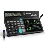 eboard Calculator with Notepad 12 Digits Large Display, Touch Comfortable Calculator Big Buttons, Support Solar and Battery for Office, School, Home & Business