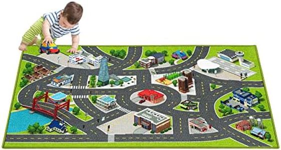 Playway City Life Kids Carpet Playmat Rug | 30 x 60 Inch Extra Large Toddler Activity Mat for Race Cars & Toys | Playroom Rug Makes a Fun Educational Gift Idea for Boys & Girls