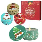 Christmas Scented Candles Gift Set,4 Pack 2.5Oz Christmas Decorations Candles Xmas Aromatherapy Candles Gift Set for Women,Natural Soy Wax Candles Gift Sets for Christmas Bath Yoga Stress Relief Gifts