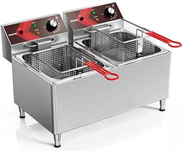 EGGKITPO Deep fryers Commercial Deep Fryer 12L x 2 Large Dual Tank Electric Countertop Fryer for Restaurant with 2 Frying Baskets and Lids, 1800W x 2, 120V