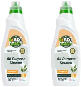 JUST GREEN ORGANIC All Purpose Cleaner Spray, Plant-Based Multi-Surface Cleaner, Non-Toxic, Hypoallergenic, EcoCert Certified, Vegan, 33.8 fl oz (1000 ml) - 2 Pack