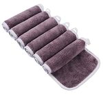 KinHwa Microfibre Face Cloths for Cleansing Reusable Flannels Makeup Remover Cloth Ultra Soft Washcloths with Water Only 15x30cm Pack of 6 Purple