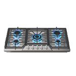 CASAINC 36 inch Gas Cooktop with 5 Power Burners, Built-in Gas Stove top of 304 Stainless steel, NG/LPG Convertible Gas Countertop Stove, Thermocouple Protection, CSA Certified