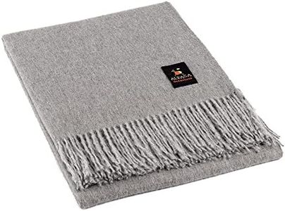 Arequipa Pride - Alpaca Wool Throw Blanket Woven Soft Warm Solid Color Design Peru 64" x 53" (Soft Gray)