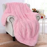 B BENRON Soft Blanket Throw Light Pink 50 x 60 Inch Thick Fluffy Throw Blanket for Bed Cozy Blanket for Couch Full Size Pretty Picture Photo Prop Fur Blankets Washable