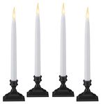 612 Vermont Battery Operated LED Taper Window Candles with Timer (6 on/18 Off), Patented Warm White Dual LED Flicker Flame, VT-1660A-4 (Pack of 4, Antique Bronze)