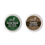 Rustic Art Organic Face Wash Concentrates for Deep Cleansing & De Tanning with Neem Basil & Sandal - 50 gms Each