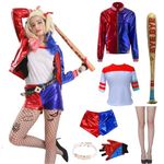 Cosplay Costume Kids & Adults Joker Coat Gloves T-Shirt Wig Inflatable Baseball Halloween Carnaval