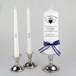 Personalised Wedding Unity Candle with the Claddah Symbol featuring Love, Loyalty and Friendship by Just Candles