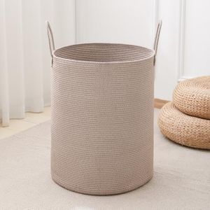 Laundry Basket Hamper Tall Rope Storage Woven for Blanket toys Dirty Clothes in Living Room Bathroom Bedroom (Tan, 100L/26.4Gal)