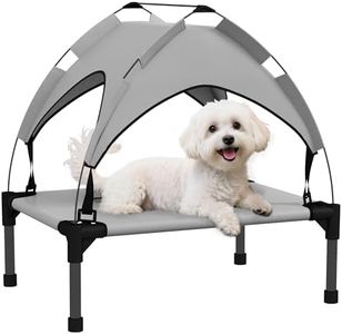 PawHut Lit Chien surélevé, lit de Camp pour Chien, Velum en Taffetas, Tissu textilène Micro-perforé + Sac de Transport Inclus, Facile à Assembler, 61 x 46 x 63 cm, Gris