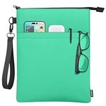 Book Sleeves with Zipper, Travel Book Protector Pouch for Paperbacks & Hardcover Books, Book Covers Bags Carry Case with Front Pocket and Handle Strap for Book Lovers, Washable (1 Pc, Light Green)