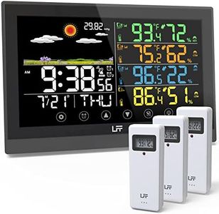 LFF Stazione meteo senza fili, stazione meteo radio per interni ed esterni, con sensori, display a colori, orologio atomico digitale, termometro wireless, stazione di previsione con retroilluminazione