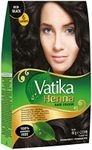 Dabur Vatika Henna Hair Color - Henna Hair Dye, Henna Hair Color and Conditioner, Zero Ammonia Henna for Strong and Shiny Hair, 100% Grey Coverage, 6 Sachets X 10g (Rich Black)