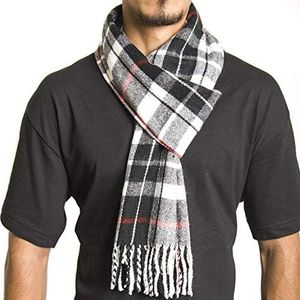 Alpine Swiss Mens Plaid Scarf Soft Winter Scarves Unisex,Red Plaid,One Size