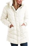 Steve Madden Women's Long Heavy Weight Puffer Jacket, Ivory, Medium