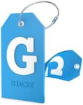 Initial Luggage Tag with Full Privacy Cover and Stainless Steel Loop (Aqua Teal) (G)