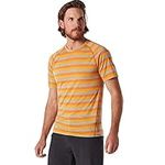 Smartwool Men’s Short Sleeve Shirt - Merino 150 Wool Baselayer Performance Top Atomic Orange Stripe S