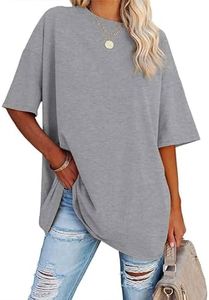 luwita Band Tshirts Shirts for Women Oversized T Shirts for Women Loose Fit Crewneck Short Sleeve Tops Summer Casual Blouse Y2K 2025 Basic Tees Light Gray