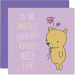 Cartes d'anniversaire sincères pour nièce – Carte d'anniversaire « Sweetest Loveliest Kindest Niece Ever » – Carte d'anniversaire de la part d'une tante, d'un oncle, 145 mm x 145 mm