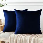 My home store Velvet Cushion Covers 45 x 45 cm - Premium Decorative Throw Pillowcases - Pack Of 2 Navy Blue Cushion Covers For Sofa Living Room Couch Bedroom With Invisible Zipper, 18 x 18 Inches