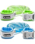 Toddler Leash, Dr.meter 2 Pack Anti Lost Wrist Link with Key Lock, Reflective Child Walking Harness Rope Leash for Kids (Blue+Green, 8.2FT+8.2FT)