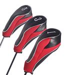 Andux Golf 460cc Driver Fairway Wood Club Head Covers with Zipper Closure Set of 3 Red