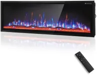 MAISON ARTS 72" Electric Fireplace, Recessed & Wall Mounted Electric Fireplace Heater, Ultra Narrow Frame Fireplace Insert w/Remote Control, Timer, Adjustable Flame Colors, Log/Crystal, 750/1500W