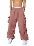 GRECIILOOKS Regular Fit Cotton Trousers Baggy Pants Cargos for Men (GL-TP-1086_Pink_S)