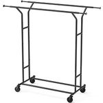 SimpleHouseware Heavy Duty Double Rail Clothing Garment Rack, Black