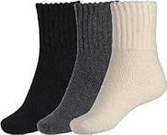 BenSorts Thick Socks Women Winter Warm Cozy Crew Socks Solid Color Gift for Mother Wift Friends Black Beige Gray 3 Pairs Pack